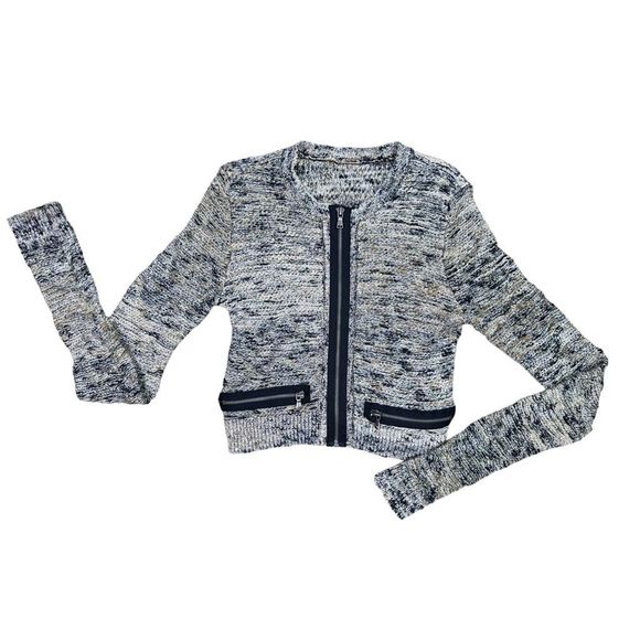 Free People Heart Beeps Cropped Knit Weave Blazer - Size Small - Picture 2 of 6